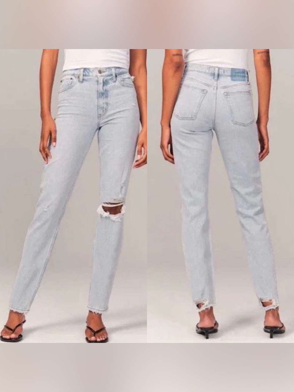 Abercrombie and Fitch The Mom High Rise Distressed Jeans Womens Size 25